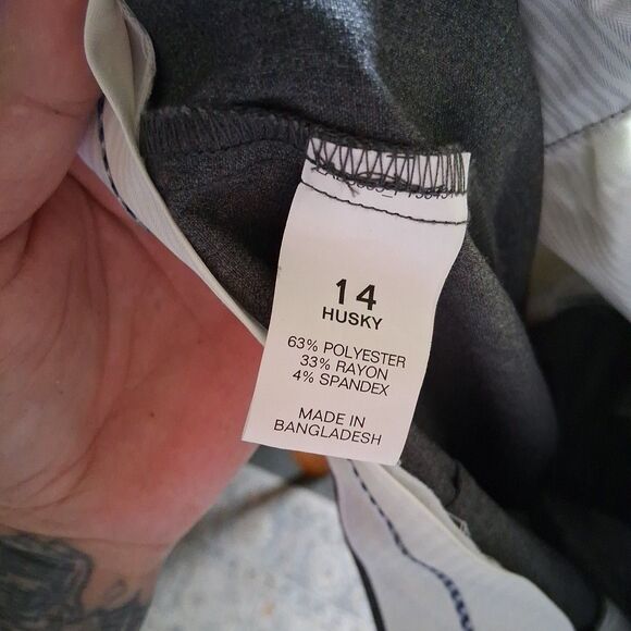 Womens Chaps Sz 14 Huskey Pants Khaki Gray Dress Pants Plain Front Formal Work - Picture 4 of 9